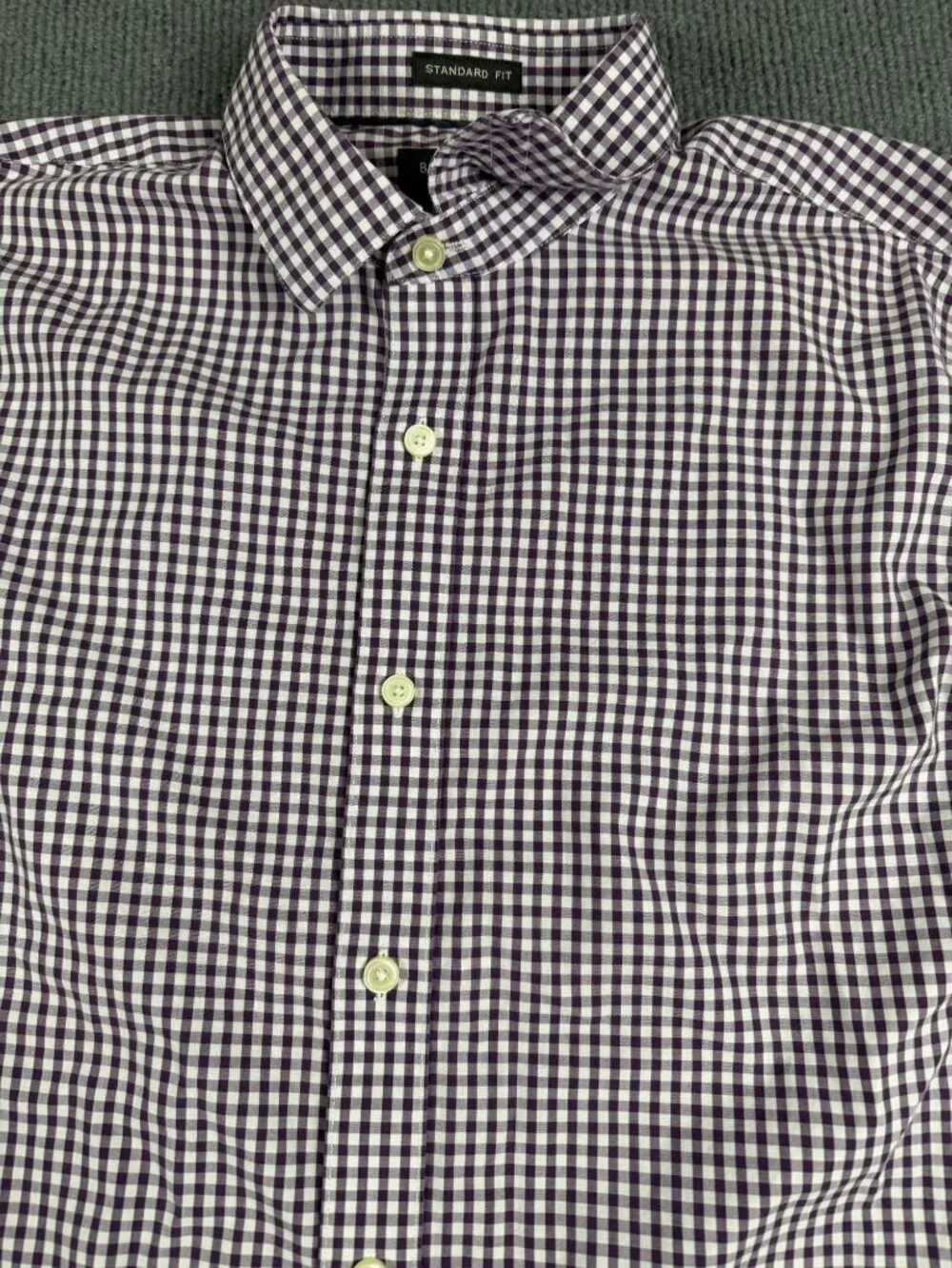 Banana Republic Mens Purple & White Gingham Button-Down Shirt M